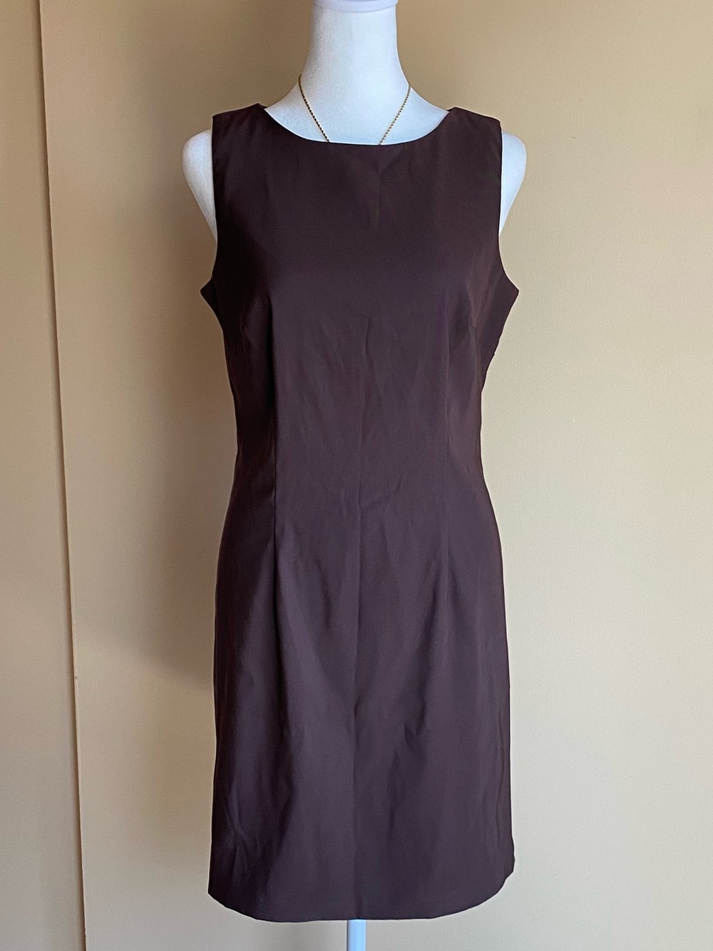 AGB Petite Brown Sheath Dress Chic Minimalist Office Dress 10P